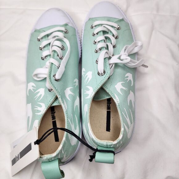 McQ Alexander McQueen Swallow Swarm Bird Mint Low Top Sneakers Sz 41 Men 8 W 11 - Picture 5 of 9